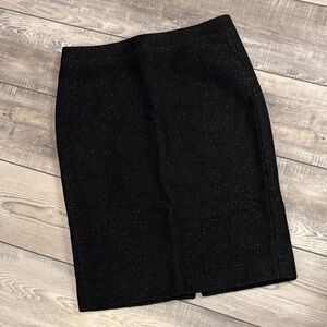 J. Crew No. 2 Black Gold Wool Blend Pencil Skirt NWT 6